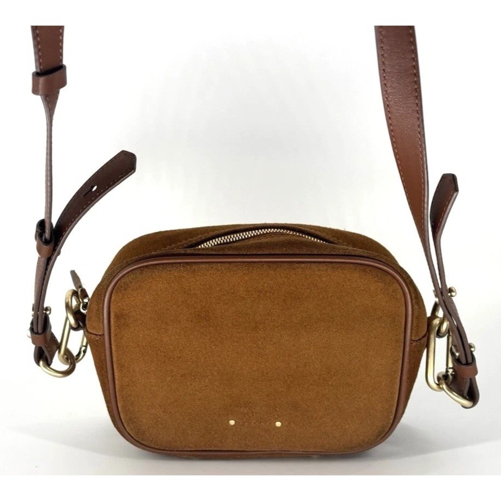 Vanessa Bruno Tan Suede Leather Gold Crossbody Bag Small Cowhide